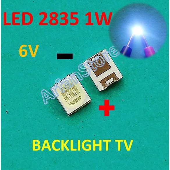 Led 2835 3528 6V 1W Cold White Backlight TV SMD Lampu Putih Terang