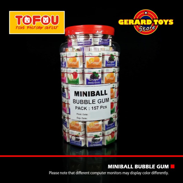 

Permen Karet Miniball Bubble Gum Toples isi 157pcs MURAH BANGET