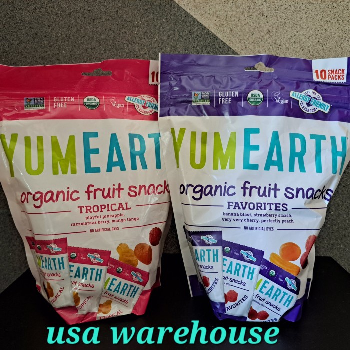 

YumEarth Organic Fruit Snack Favorites & Tropical 198gr permen organik