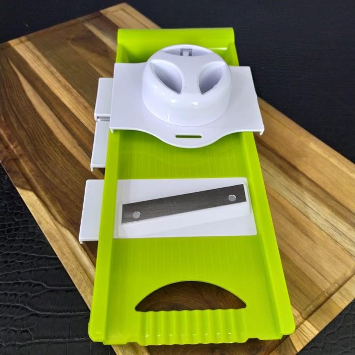 Terlaris Cyprus Si-0064 Mandoline + Pisau Gelombang Slicer 5In1 Hijau Putih