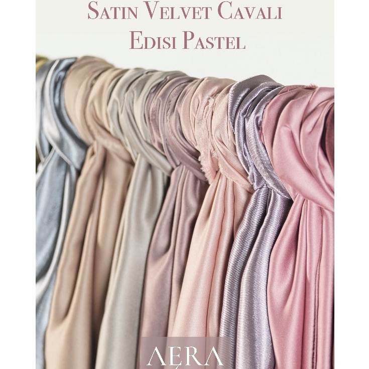 1 meter Kain Satin Velvet Cavali by Roberto Cavali edisi PASTEL sage green {MTS.24Jn23ˢ}