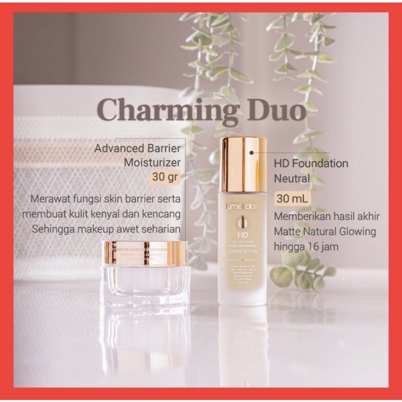 LUME Skin Care Charming Duo Paket Moisturiser Pelembab Foundation Alas Bedak LumeColors Kosmetik Ski