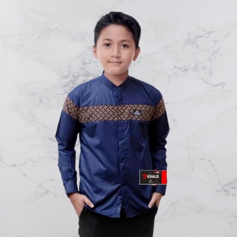 Baju Koko Kobata anak Lengan Panjang remaja SD SMP kombinasi batik {KLK.17Jn23ᴺ}