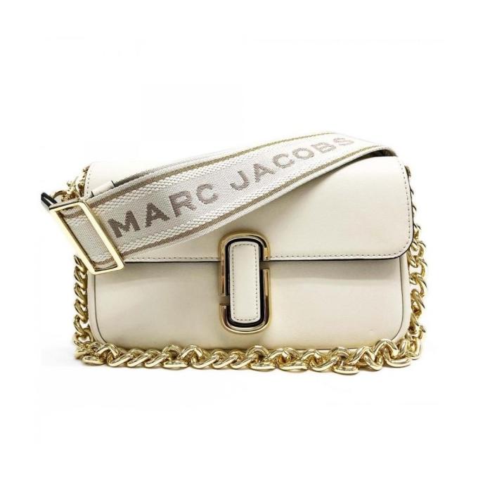 Tas MJ Marc Jacobs The J Marc Shoulder Bag Leather Cloud White Ori