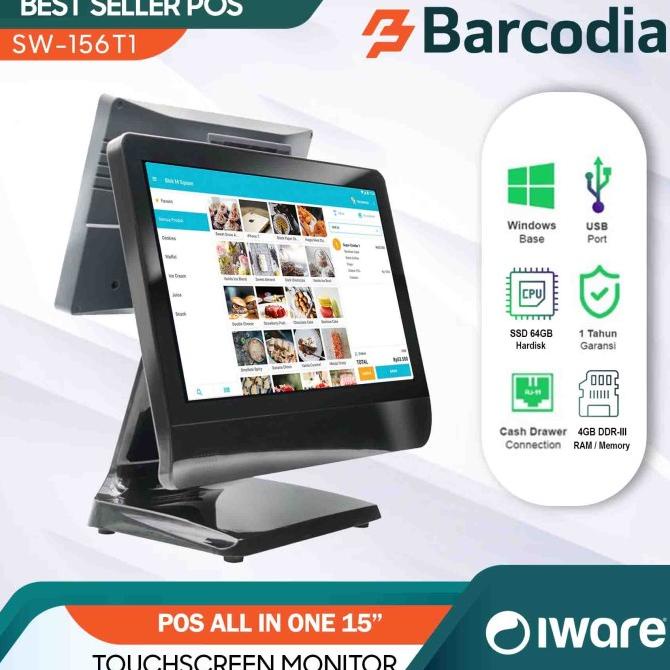 Mesin Kasir All In One Pos Touchscreen Dual Monitor Iware Sw - 156T1