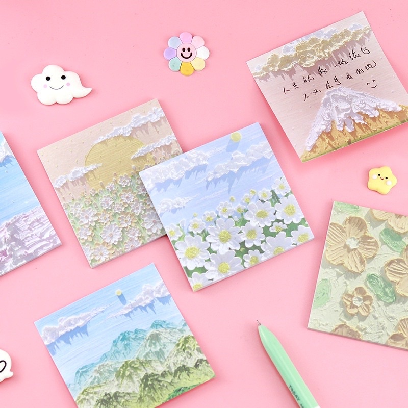 Memo tempel Aesthetic Sticky Notes Motif Alam / Pemandangan / Memopad lucu