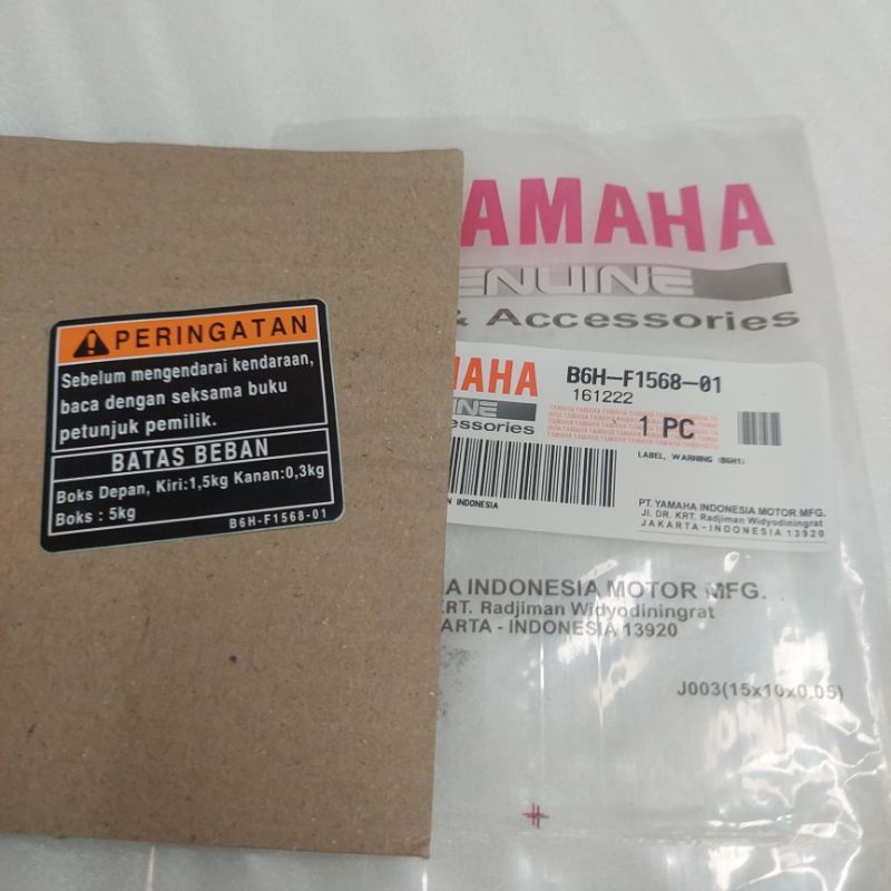 Logo stiker label warning all new nmax original yamaha B6H F1568 01