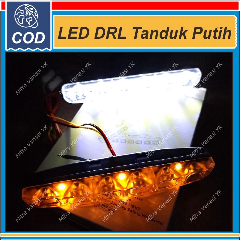 LAMPU TEMBAK SOROT DRL LED MOBIL 6 MATA TERANG PUTIH CRYSTAL TANDUK DEPAN GRIL BUMPER MOBIL WATERPRO