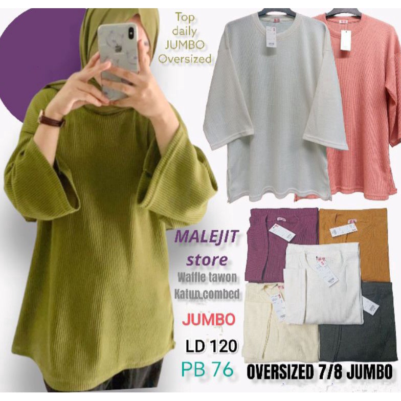 J☛LB.✓ [COD] NEW TOP- OVERSIZED (UNQ) WAFFLE COMBED-OVZ RIB SUPER PREMIUM √√KAOS WANITA PHENOMENAL-S