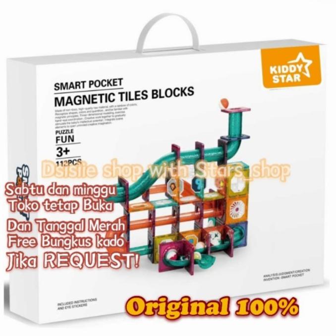 Must Have Kiddy Star Smart Pocket Magnetic Tiles Blocks 112Pcs Original Kreatif Terlaris