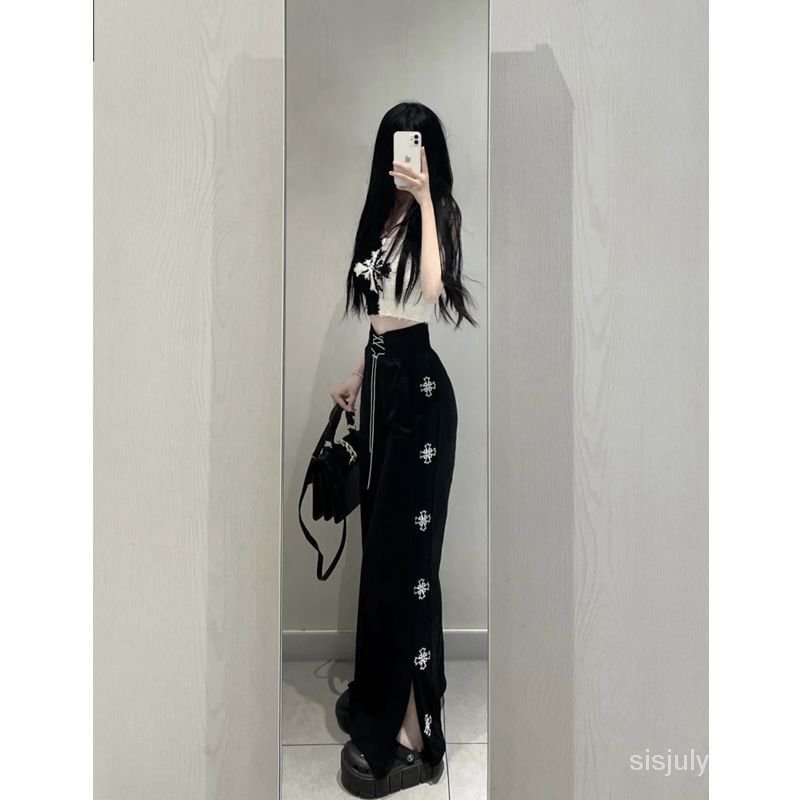 [✅BISA COD] #Sisjuly# Setelan wanita / keinginan murni baru pendek warna tabrakan hitam dan putih ro