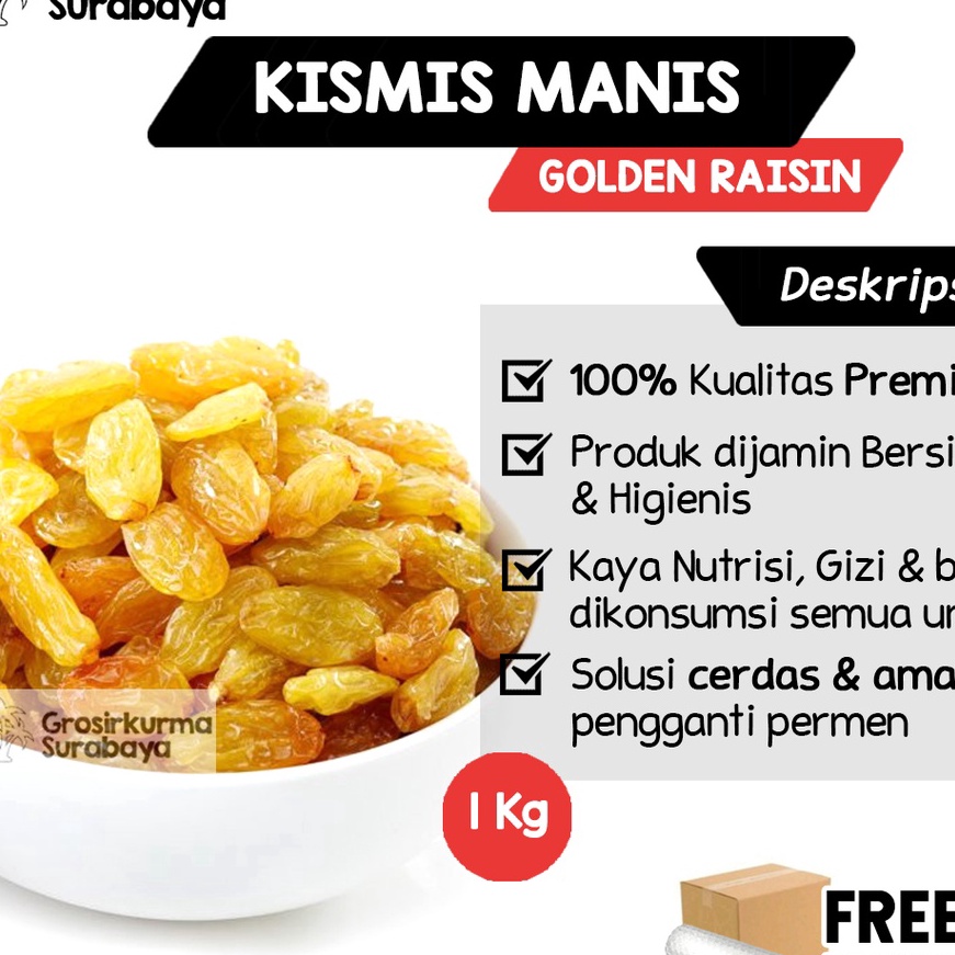 

Sale | FG2 | Kismis Asam Manis 1Kg Golden Raisin Enak & Fresh Cocok Untuk Oleh-oleh Haji Umroh Camilan Sehat
