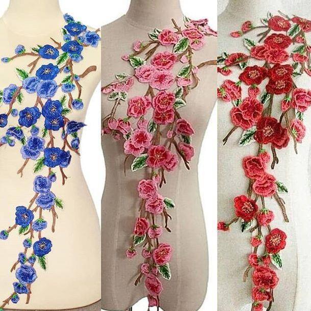 Terlaris Big Patch Sakura 72Cm/Patch Bunga/Aplikasi Bordir/Bordir Tempel