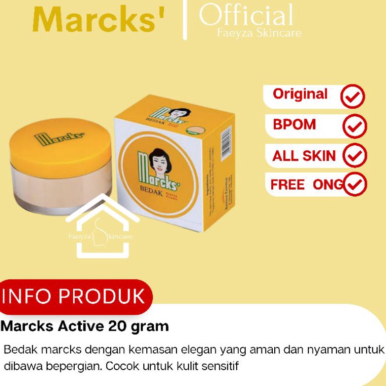 (Q➸QB♫) Active | Marcks Active Beauty powder | Bedak Marcks 20 gram Bedak marcks active berkualiitas