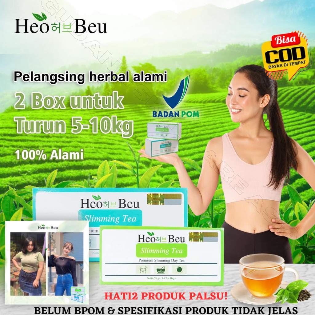 

HEOBEU TEH SLIMMING TEA DIET HERBAL PELANGSING DAY NIGHT MENAHAN NAFSU MAKAN DAN PELANCAR BAB PENCERNAAN TUBUH KOREAN ORIGINAL ASLI BPOM Best Seller