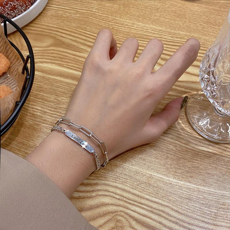 【Bayar di tempat】925 Perak Double Layer Bagus Beruntung Tebal Rantai Gelang Adjustable Bangle Wanita Hadiah