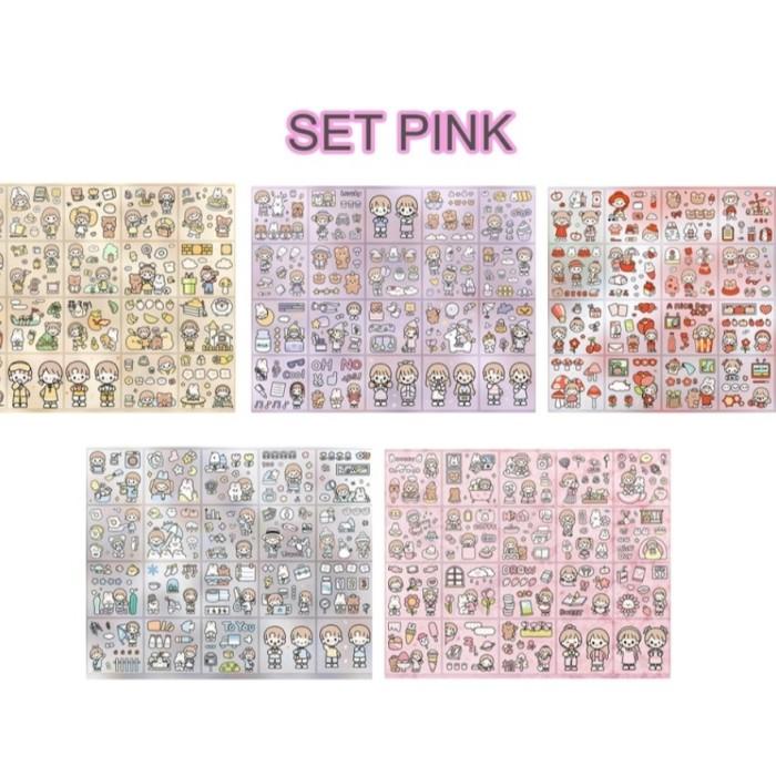 Sticker Viral Happy Day Sticker Korea 100 Lembar Gift Tempelan Pink