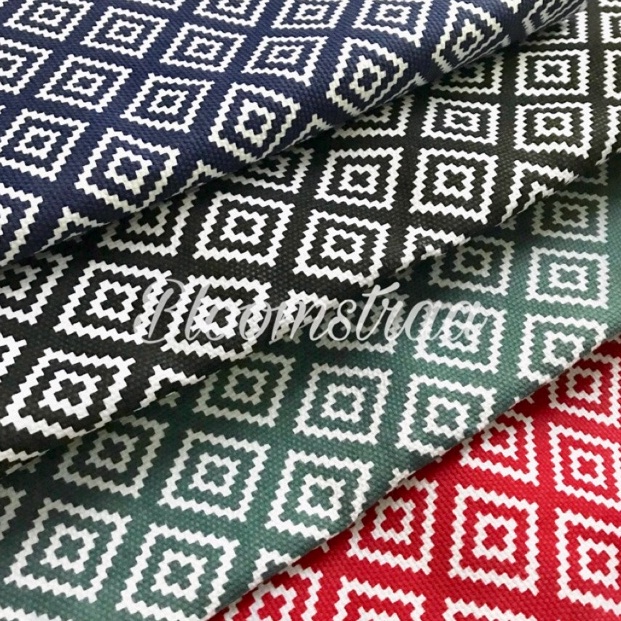2<BDC1-I Kain kanvas etnik diamond segi empat bahan canvas motif ethnic scandinavian batik geometric