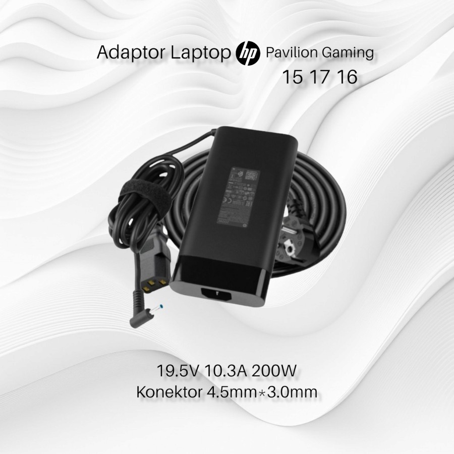 Adaptor Charger HP Pavilion Gaming 15 17 16 19.5V 10.3A 200W OVAL BLUE PIN ORIGINAL