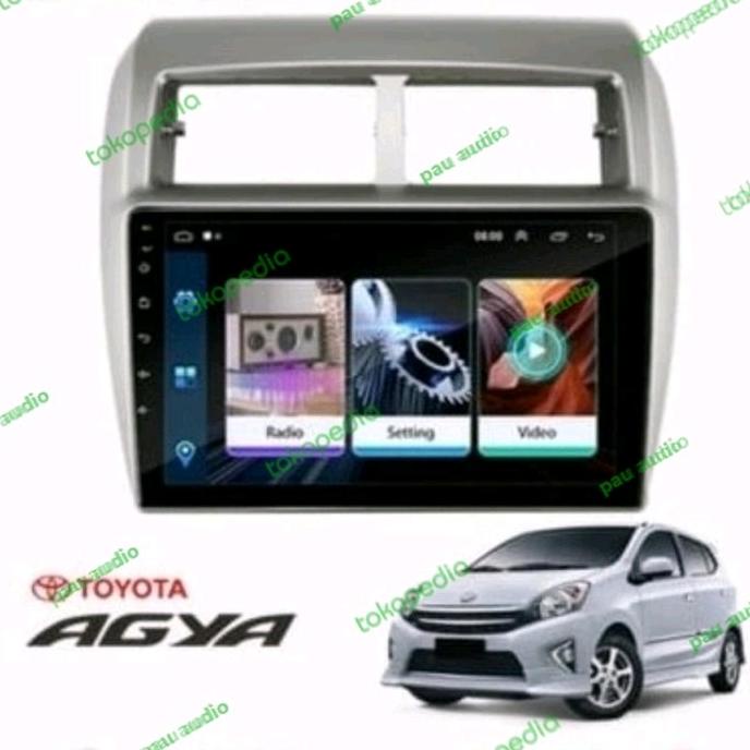 frame head unit android 9 inch mobil ayla/agya