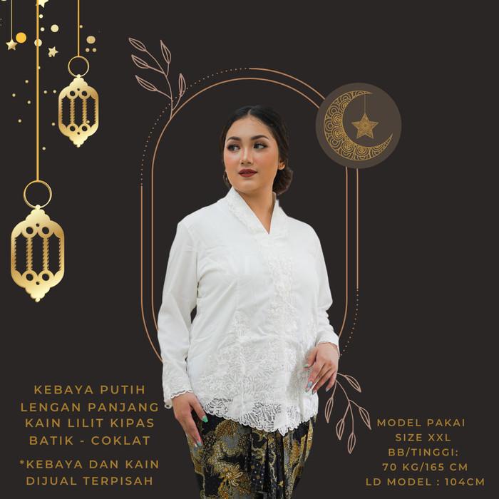 Terlaris Baju Kebaya Encim Putih Lengan Panjang- Malika Kebaya Ncim Modern