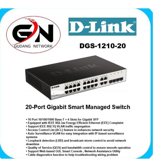 D-LINK DGS-1210-20 20-Port Layer 2 Smart Managed Gigabit Switch