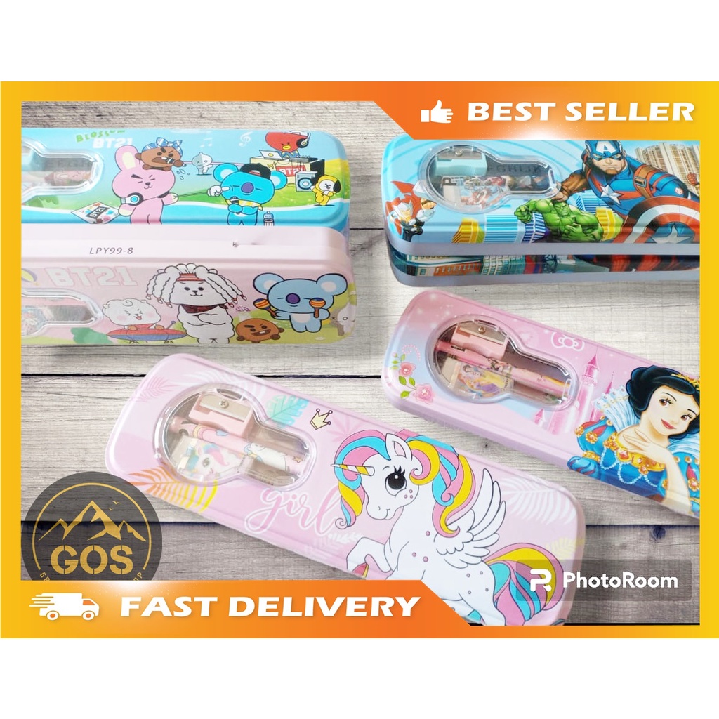 SET TEMPAT PENSIL LPY99-8 ANAK KARAKTER CEWE DAN COWO SEKOLAH/BT21 TEMPAT PENSIL ANAK