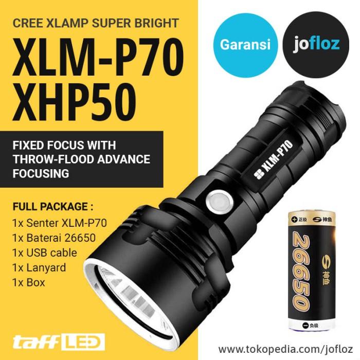 Terlaris Shenyu Senter Led P70 Xhp50 50W 1000Lm Usb + Baterai - Xlmp70