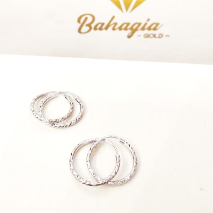 Hiasan Anting Emas Putih Kadar 750 Model Gipsi Hoop