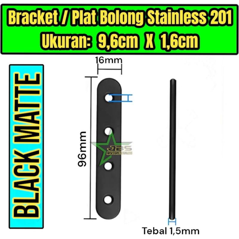 STRIP PLAT/ SIKU KONEKTOR SAMBUNGAN 9,6x1,6CM STAINLESS SS 201 HITAM