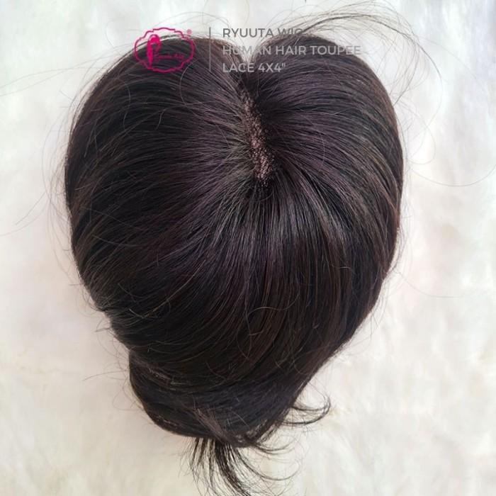 Wigku Toupee Topper Human Hair Pria Wanita Bisa Pindah Belahan