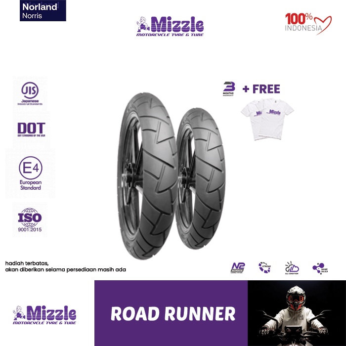 Paket Ban Motor Yamaha Vixion New Mizzle Road Runner 90/80 - 17 & 130/70 - 17 Tubeless Free Pentil!