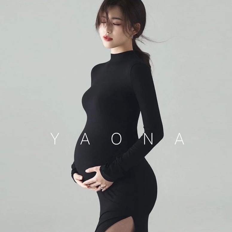 BIG PROMO G39 NEW Ready-to-wear 05 Maternity Gown for Photoshoot Dress Gaun Baju Hamil Hitam Black T