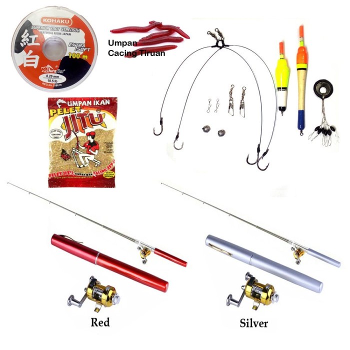 Terlaris 1 Set Joran Pancing Pena Mini / Pancingan Pena Mini 1 Set