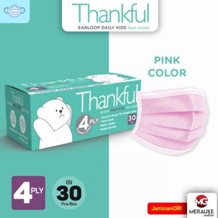 Mask Masker Thankful Kids 4 Ply - Earloop 30 Pcs
