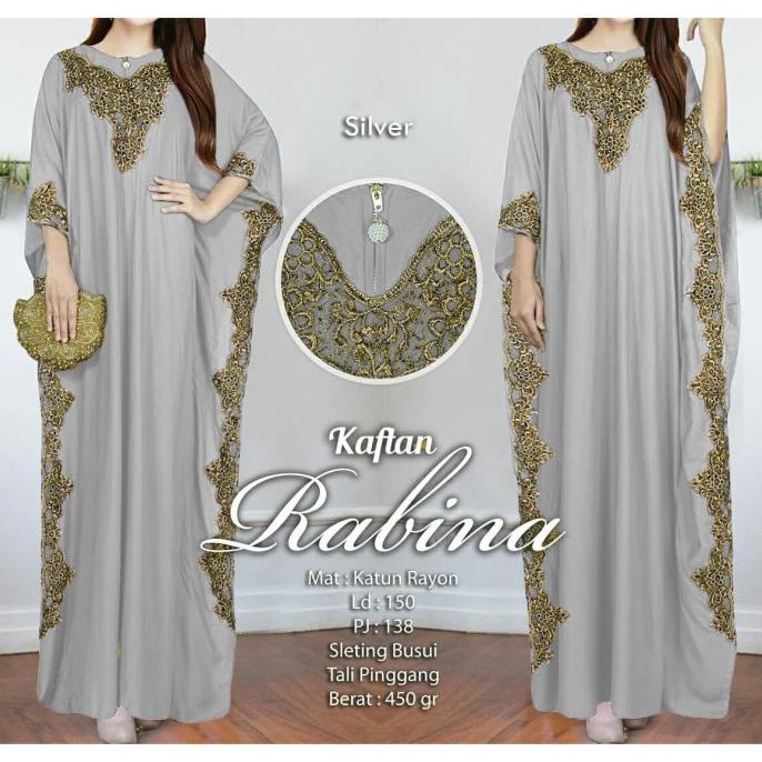 Rabina Kaftan Busui Jumbo Rayon Renda Jahit Gamis Fashion Muslim