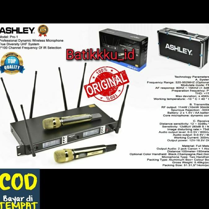 Mic Wireless ASHLEY PRO 1 PRO1 ORIGINAL FREE KOPER 6 ANTENA