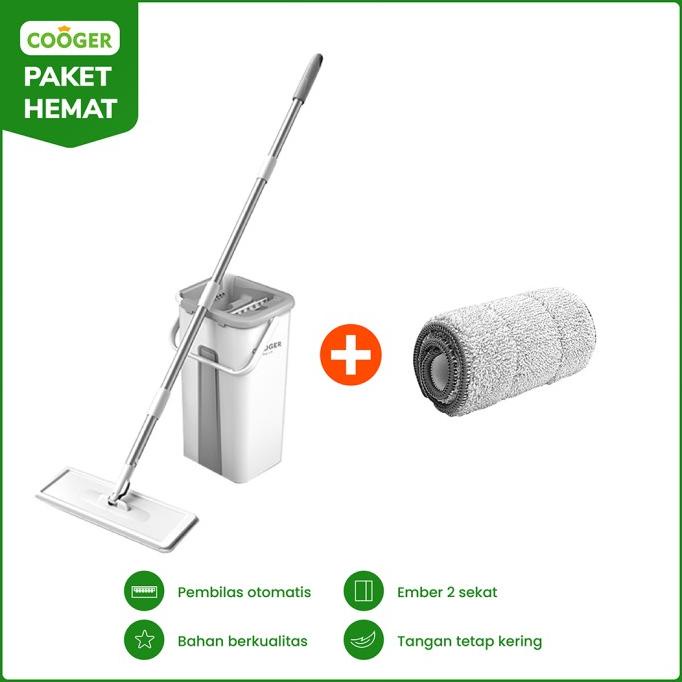 [PAKET HEMAT] COOGER Alat Pel Dengan Ember + Kain Refill Microfiber