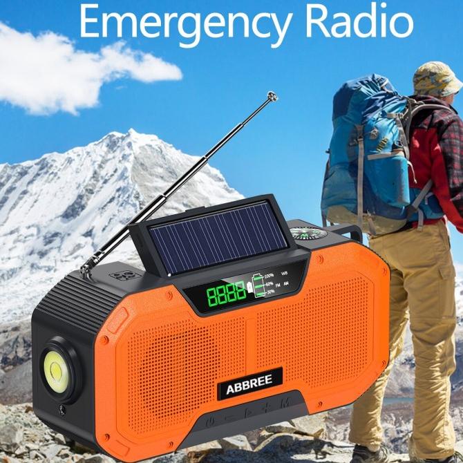 ABBREE Radio Darurat Tenaga Solar Portable Powerbank 5000mAh & Senter