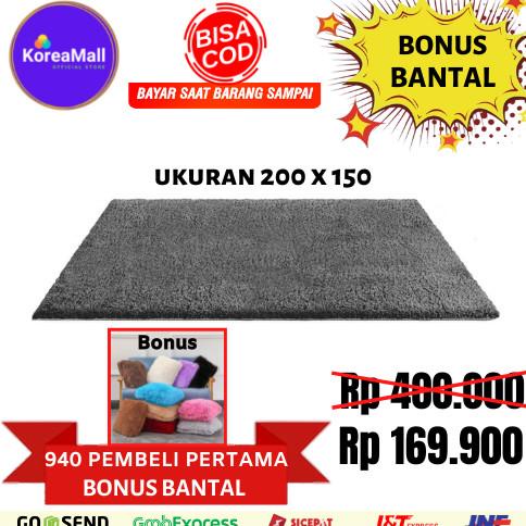 Karpet bulu KOREA IMPORT 200x150 + bantal rasfur kasur surpet TERMURAH