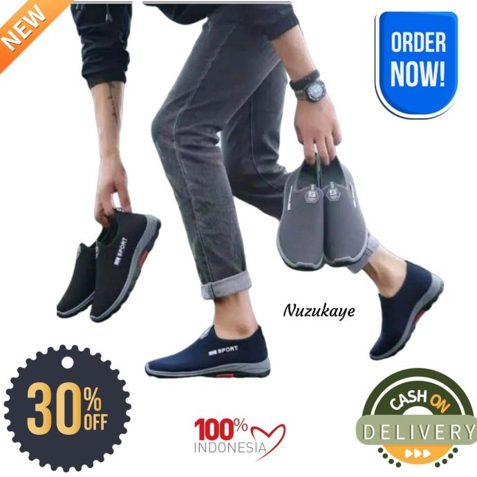 Sepatu Slip on pria casual sport tanpa tali BAYAR DITEMPAT