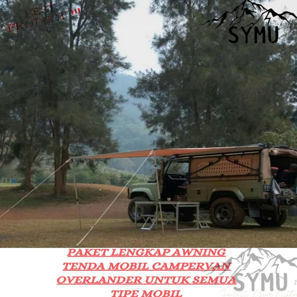 IAN057 Tenda Awning Mobil Portable Lipat Gulung 3x4 M Paket Lengkap Tenda Mobil Campervan Overlander