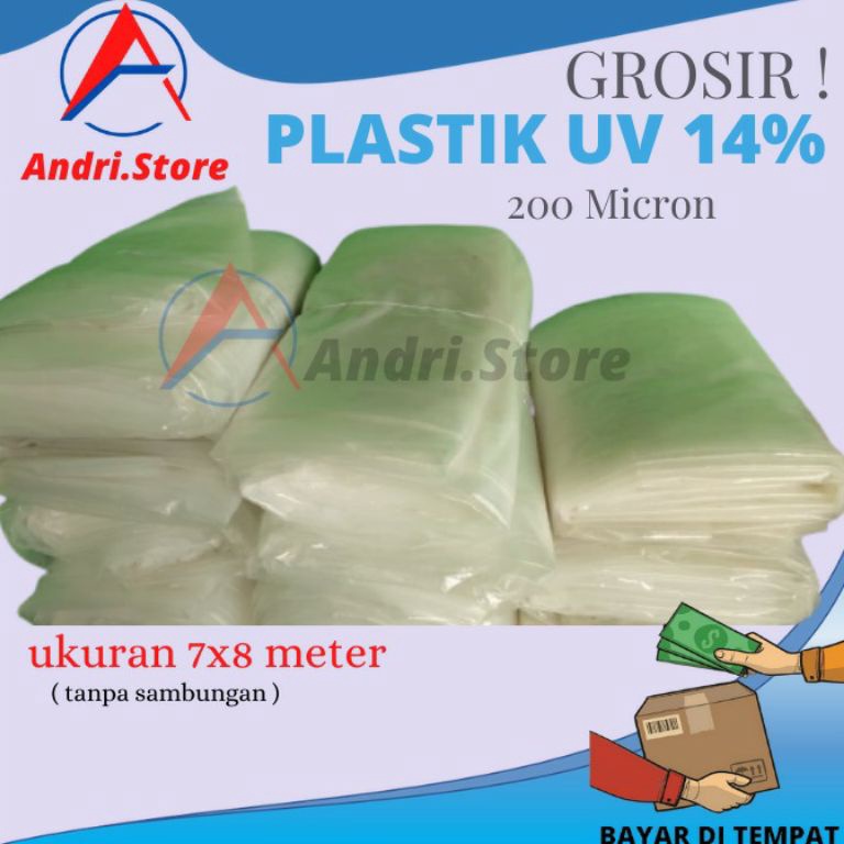 Termurah plastik pelastik uv green house ukuran 8x7 meter 200micron tanpa sambungan