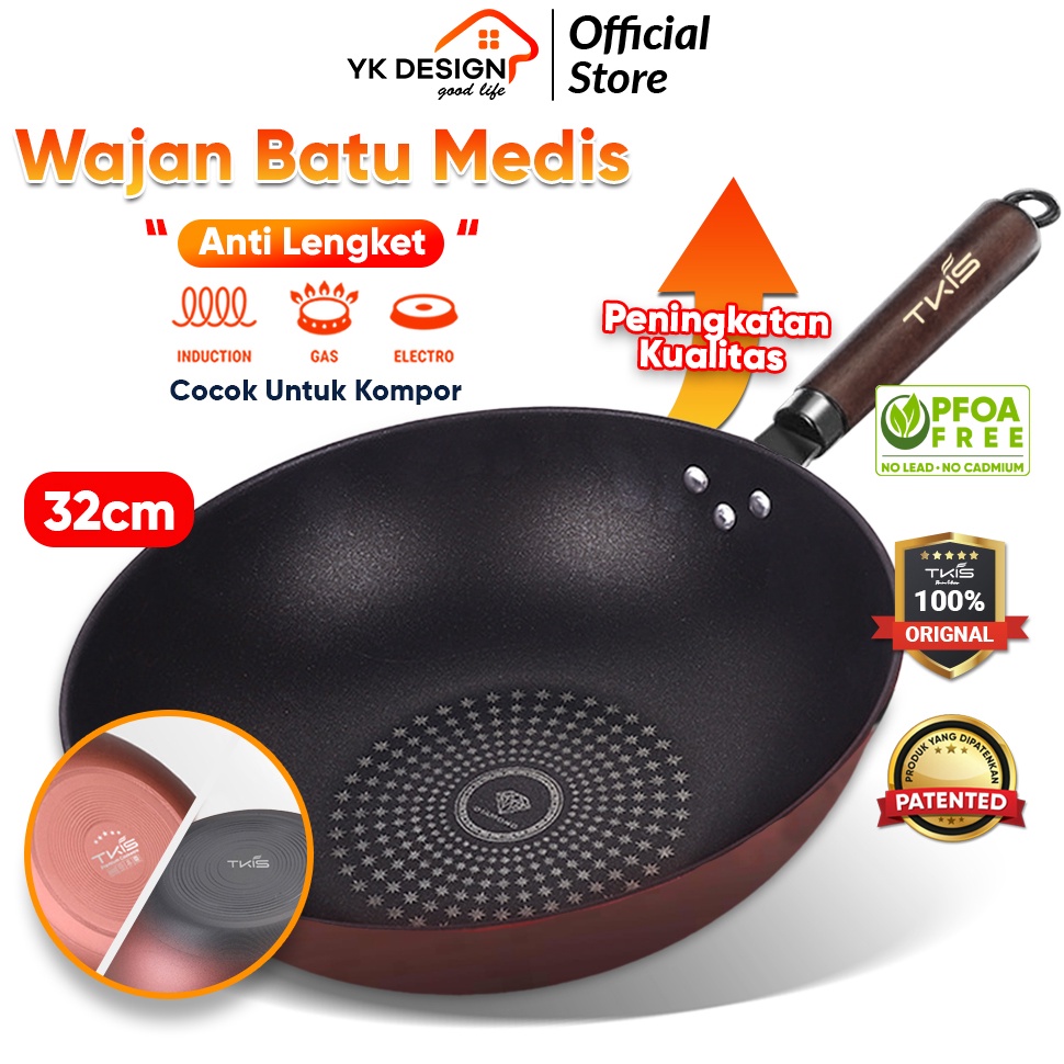 Booming TKIS BY YK DESIGN TK-826 Wajan Penggorengan Antilengket Bahan Batu Medis 32 CM