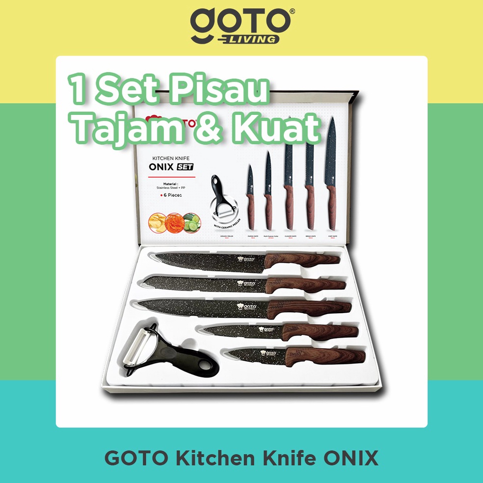 Terbaik. Goto Onix Kitchen Knife Pisau Dapur Tajam Set Stainless Anti Karat 6 Pcs