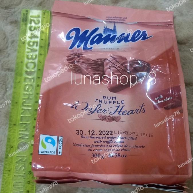 

{{{{{{] Wafer bentuk hati Austria Manner Vienna truffle wafer hearts 300g
