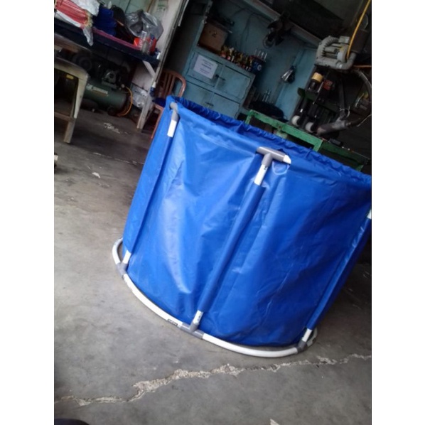 kolam terpal bulat D1.2m T1m+berselot buat paralon bhn PVC ORCHID