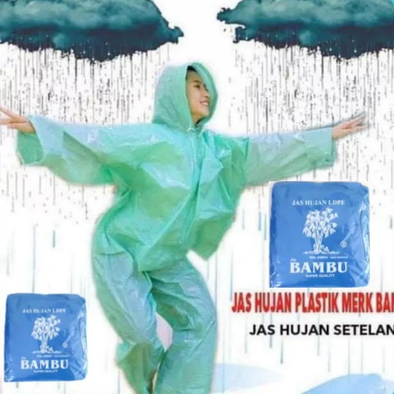 Jas Hujan Plastik Tebal LPDE Setelan & Ponco