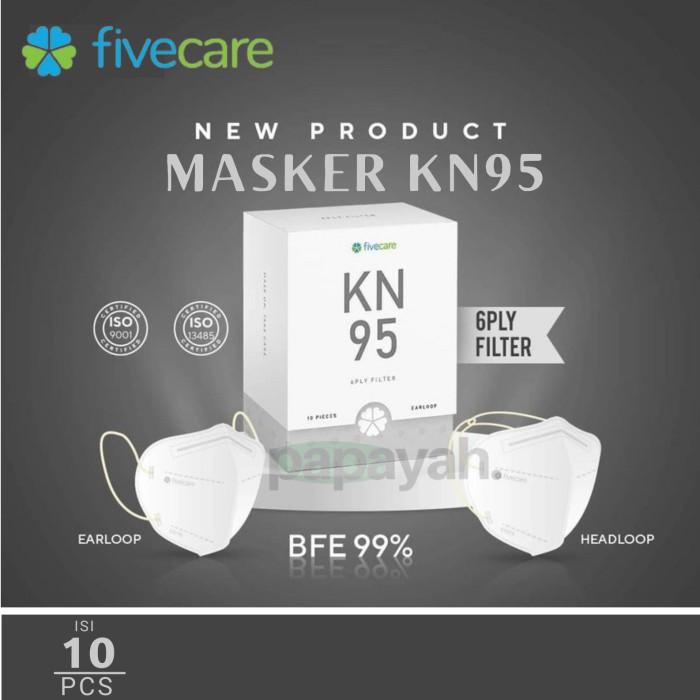 Fivecare Masker Kn95 6Ply Filter Earloop / Headloop Surgical Face Mask