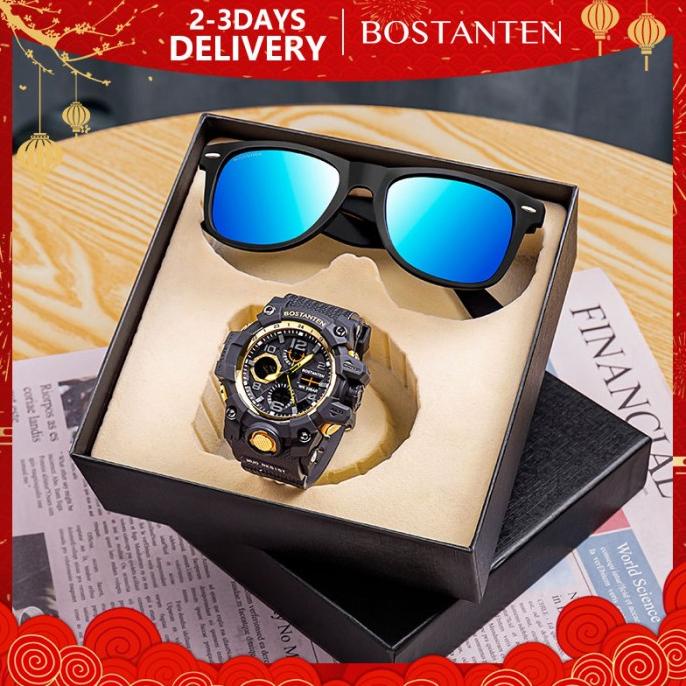 New Bostanten Kacamata Jam Tangan Olahraga Tahan Air Set Kacamata Jam Limited Edition